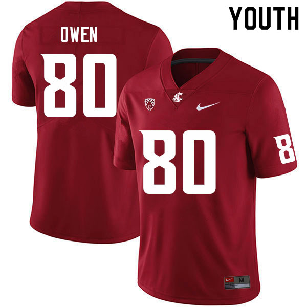 Youth #80 Drake Owen Washington State Cougars College Football Jerseys Sale-Crimson